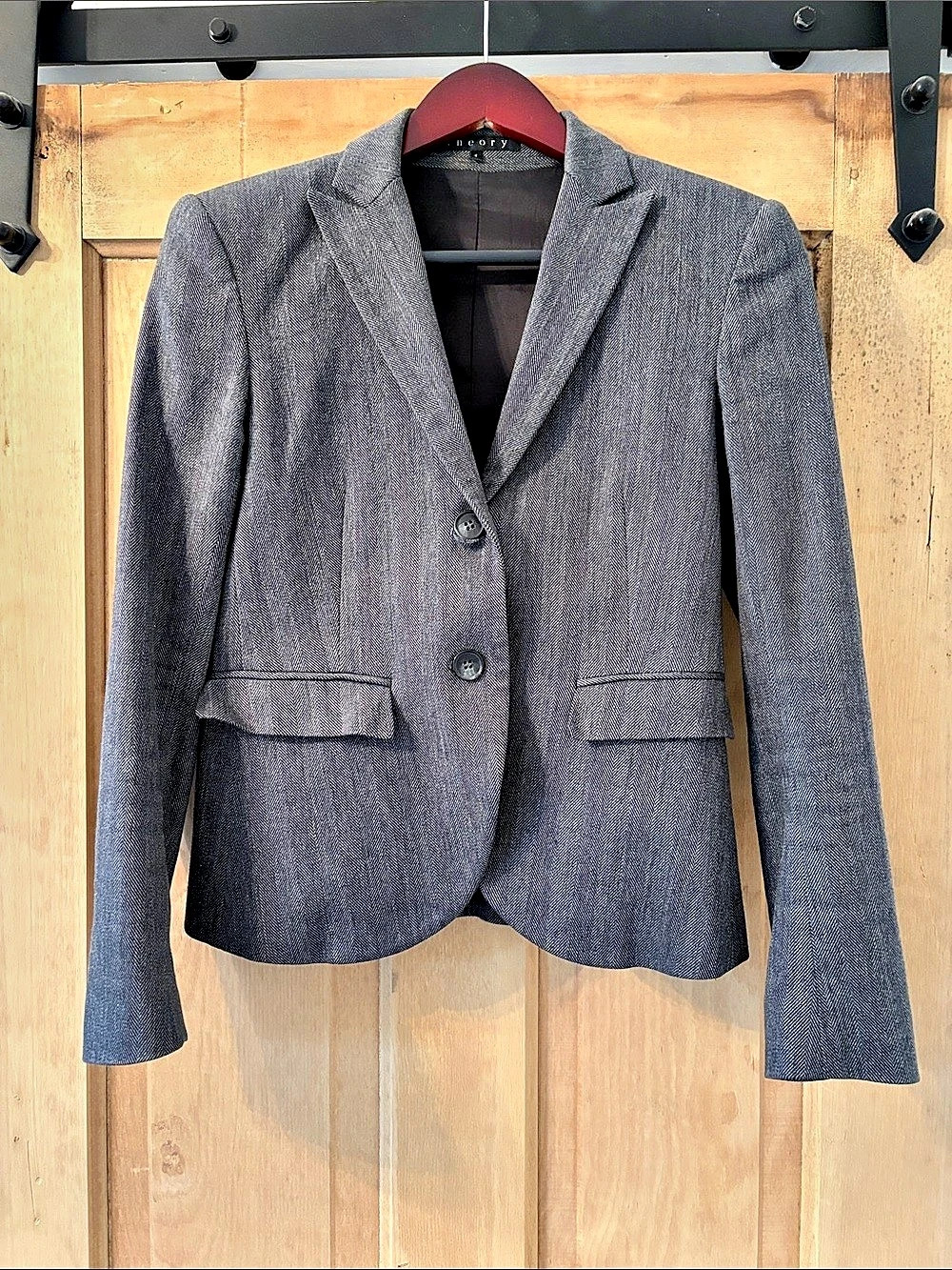 Theory Gray Herringbone Blazer
